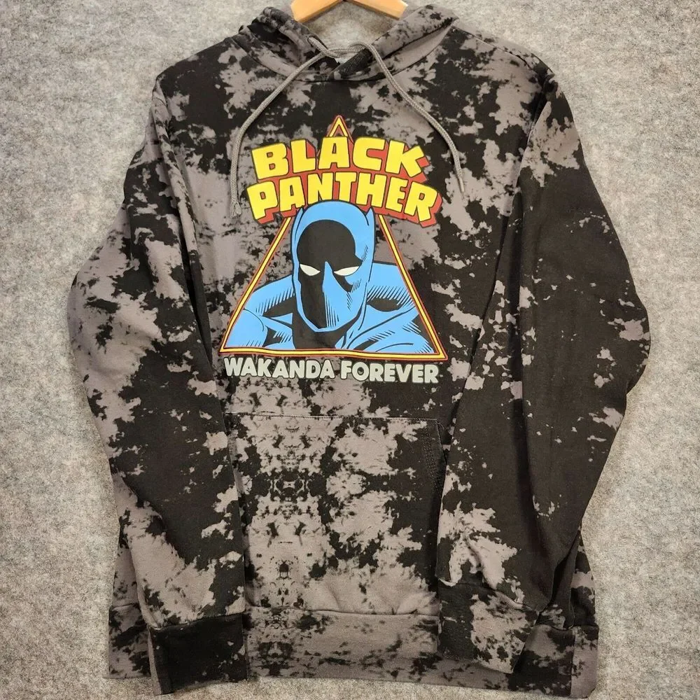 Black Panther Wakanda Forever Hoodie Men Large Black Gray‎ Graphic Camo Marvel
